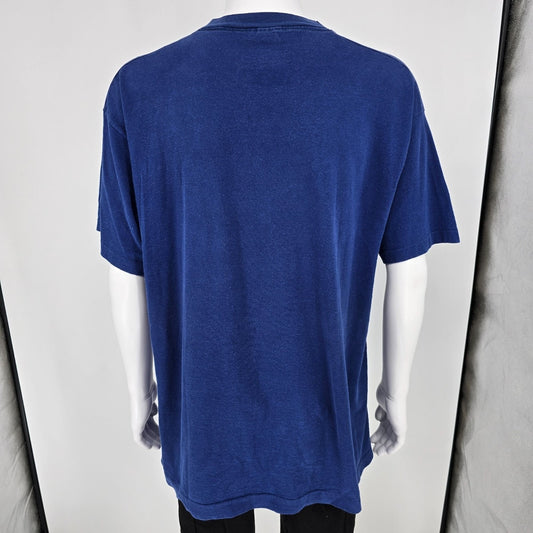 Vintage 1990s BVD Premium Series Blank Blue Single Stitch T-Shirt (XL)