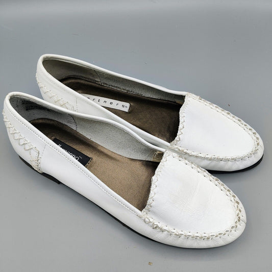 Vintage Ellemenno/Partners "Manitoba II" White Leather Slip-on Loafers (8.5M)
