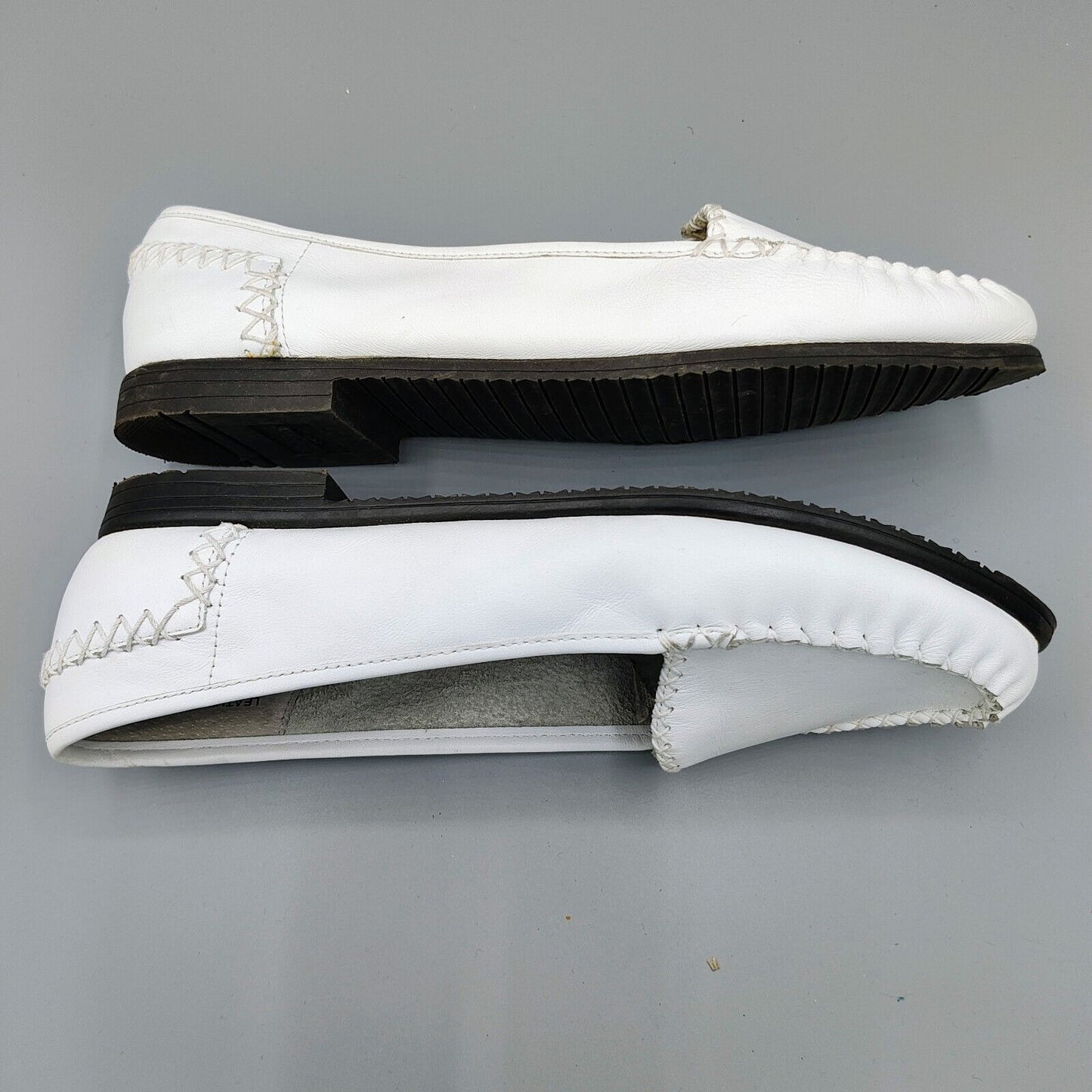 Vintage Ellemenno/Partners "Manitoba II" White Leather Slip-on Loafers (8.5M)