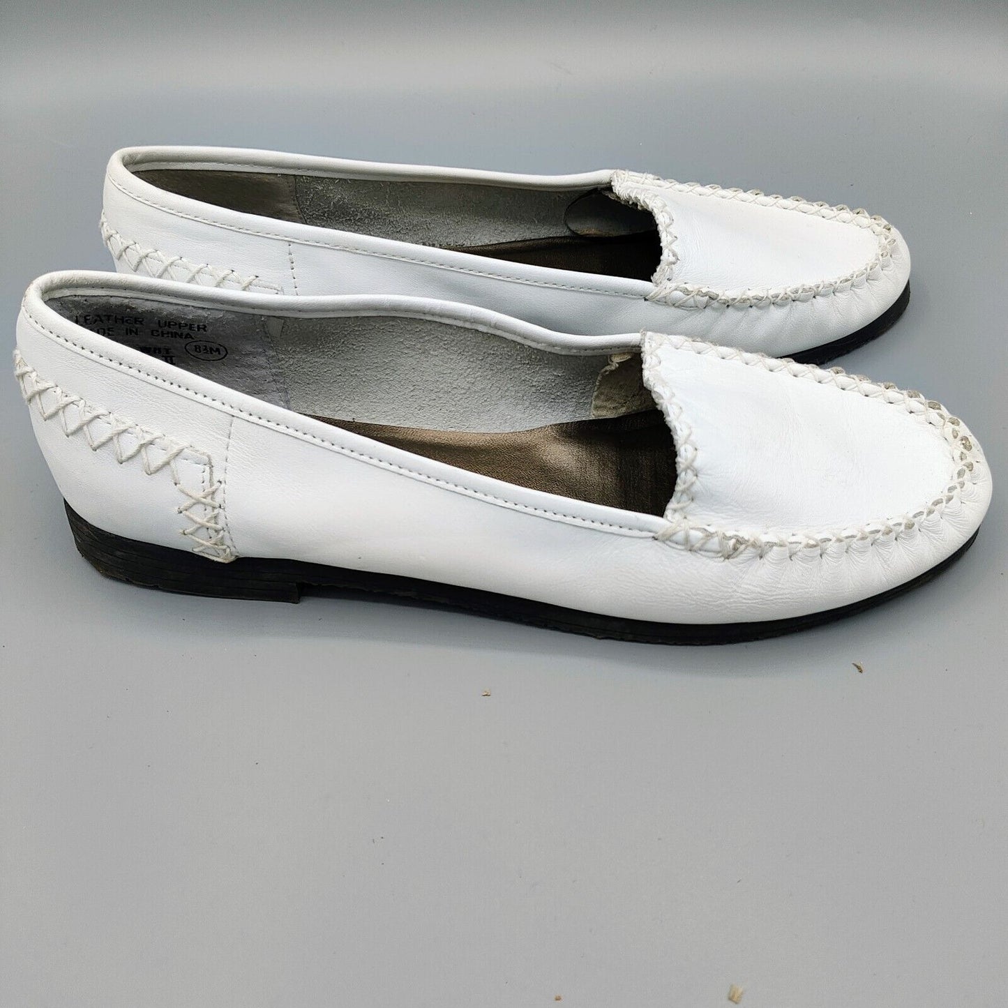 Vintage Ellemenno/Partners "Manitoba II" White Leather Slip-on Loafers (8.5M)