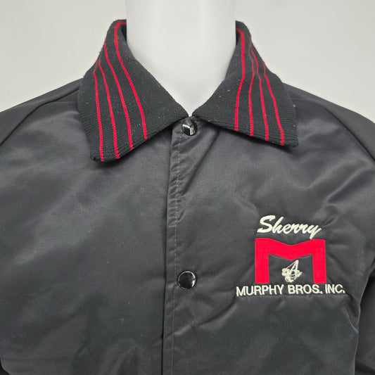 Vintage 1990s DeLong Murphy Brothers Inc. "Sherry" Satin Bomber Jacket (L)