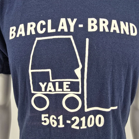 Vintage 1980s Barclay-Brand Yale Forklift Single Stitch Promotional T-Shirt (L)