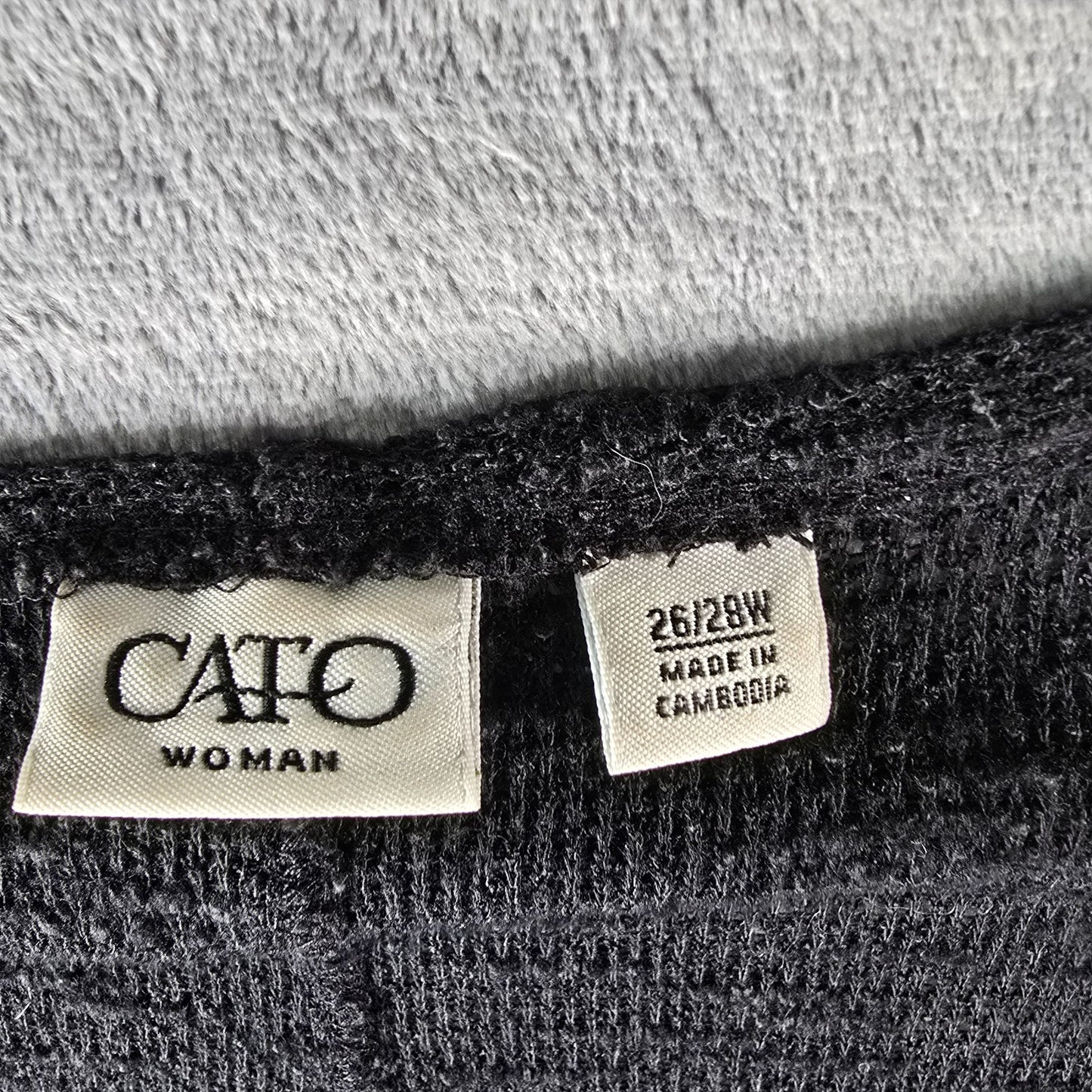 2010s Cato Woman Plus Size Black Open Knit Semi-Sheer Cardigan (4X/26/28W)