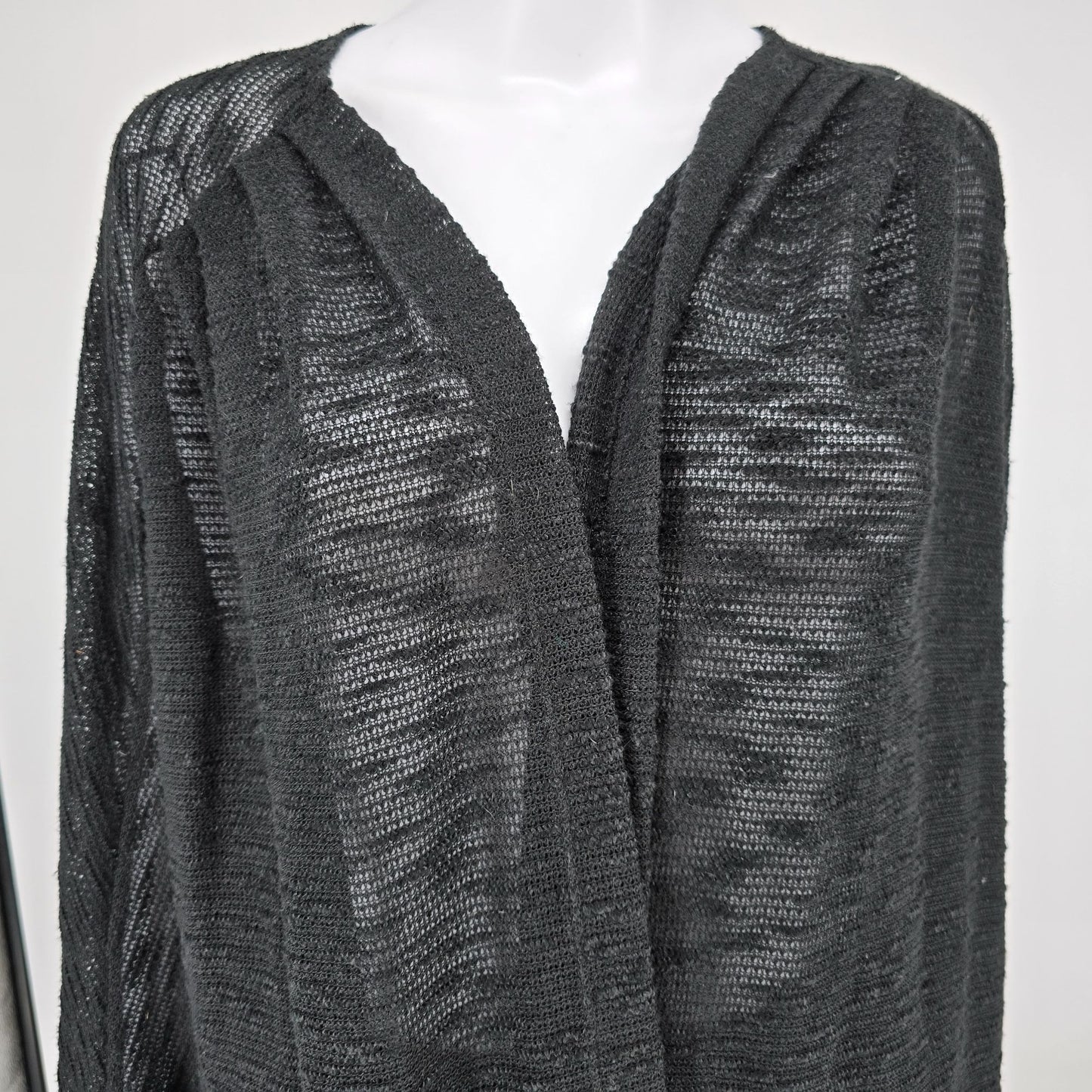 2010s Cato Woman Plus Size Black Open Knit Semi-Sheer Cardigan (4X/26/28W)