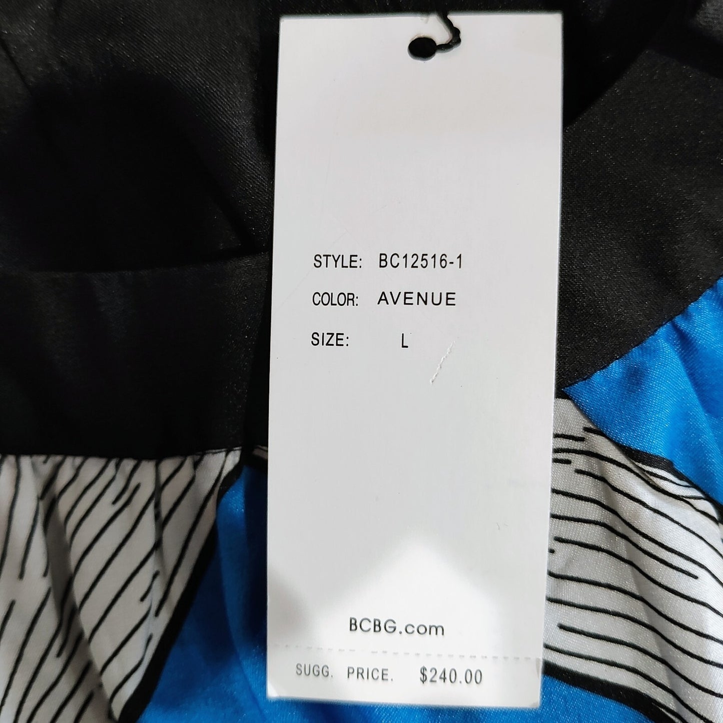 NWT BCBGMAXAZIRA Women's Blue White Sleeveless Shift Dress (Size Large)