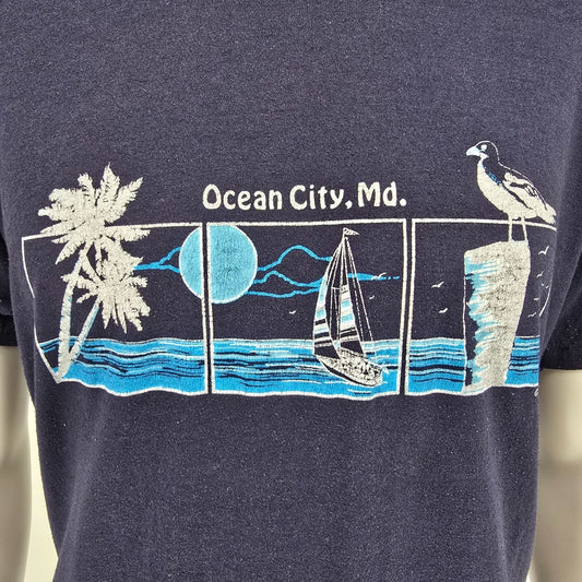 Vintage 1990s TRSF Ocean City, Maryland Nautical Seagull Graphic T-Shirt (L)