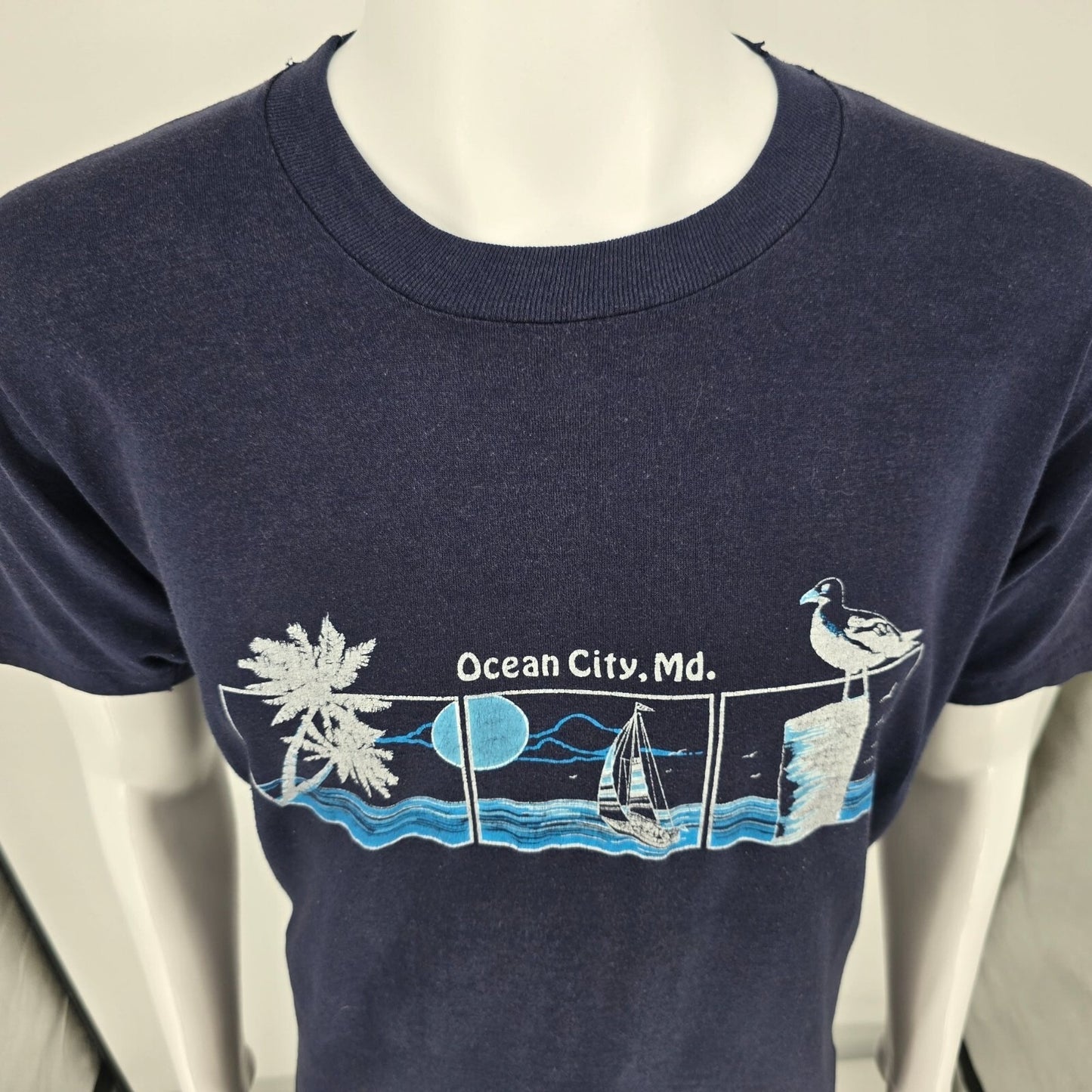 Vintage 1990s TRSF Ocean City, Maryland Nautical Seagull Graphic T-Shirt (L)