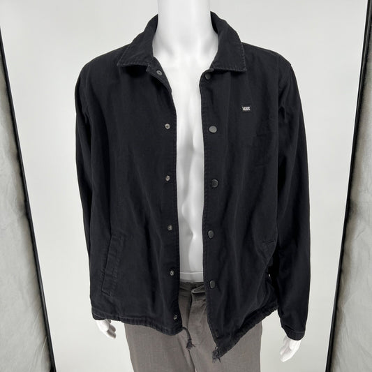 Vans Torrey Men's Black Skate Torrey Cotton Canvas Snap Button Jacket (Medium)