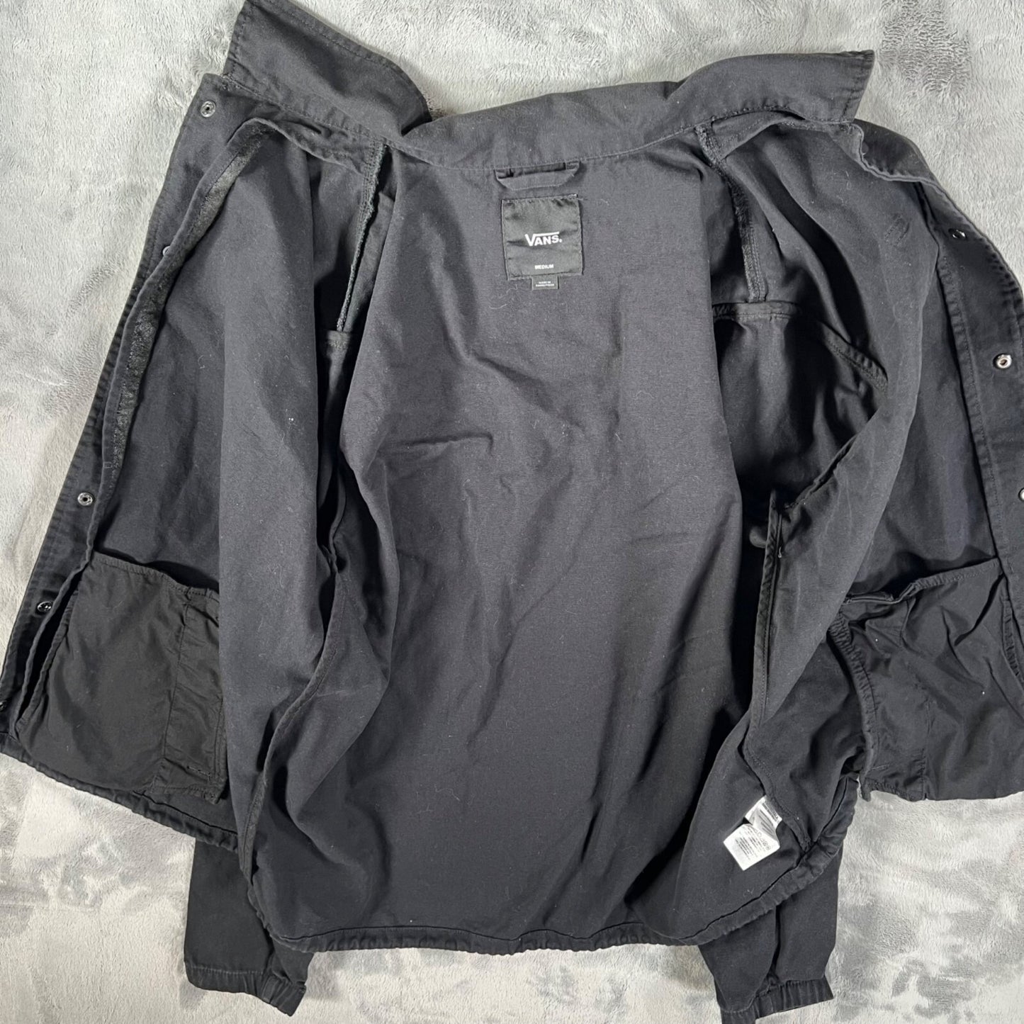Vans Torrey Men's Black Skate Torrey Cotton Canvas Snap Button Jacket (Medium)