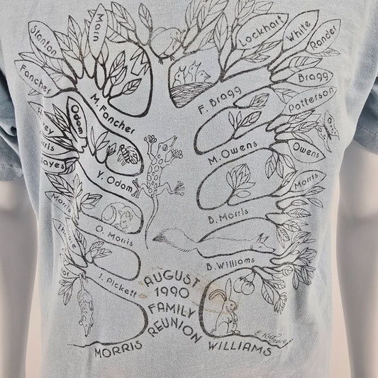 Distressed Vintage 1990 Morris Williams August Family Reunion T-Shirt (L/XL)