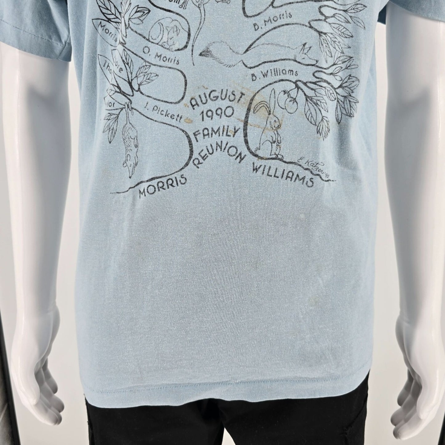 Distressed Vintage 1990 Morris Williams August Family Reunion T-Shirt (L/XL)
