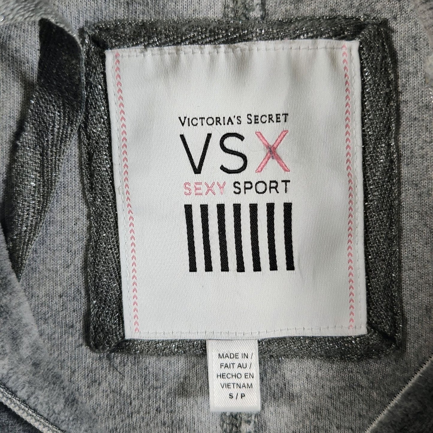 2010s Victoria's Secret VSX Sexy Sport Grey Zip-Up Hoodie Jacket (Small)