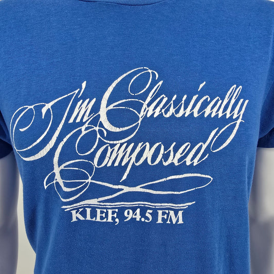 Vintage 1980s KLEF 94.5 FM Houston Texas Classical Radio Station T-Shirt (M)