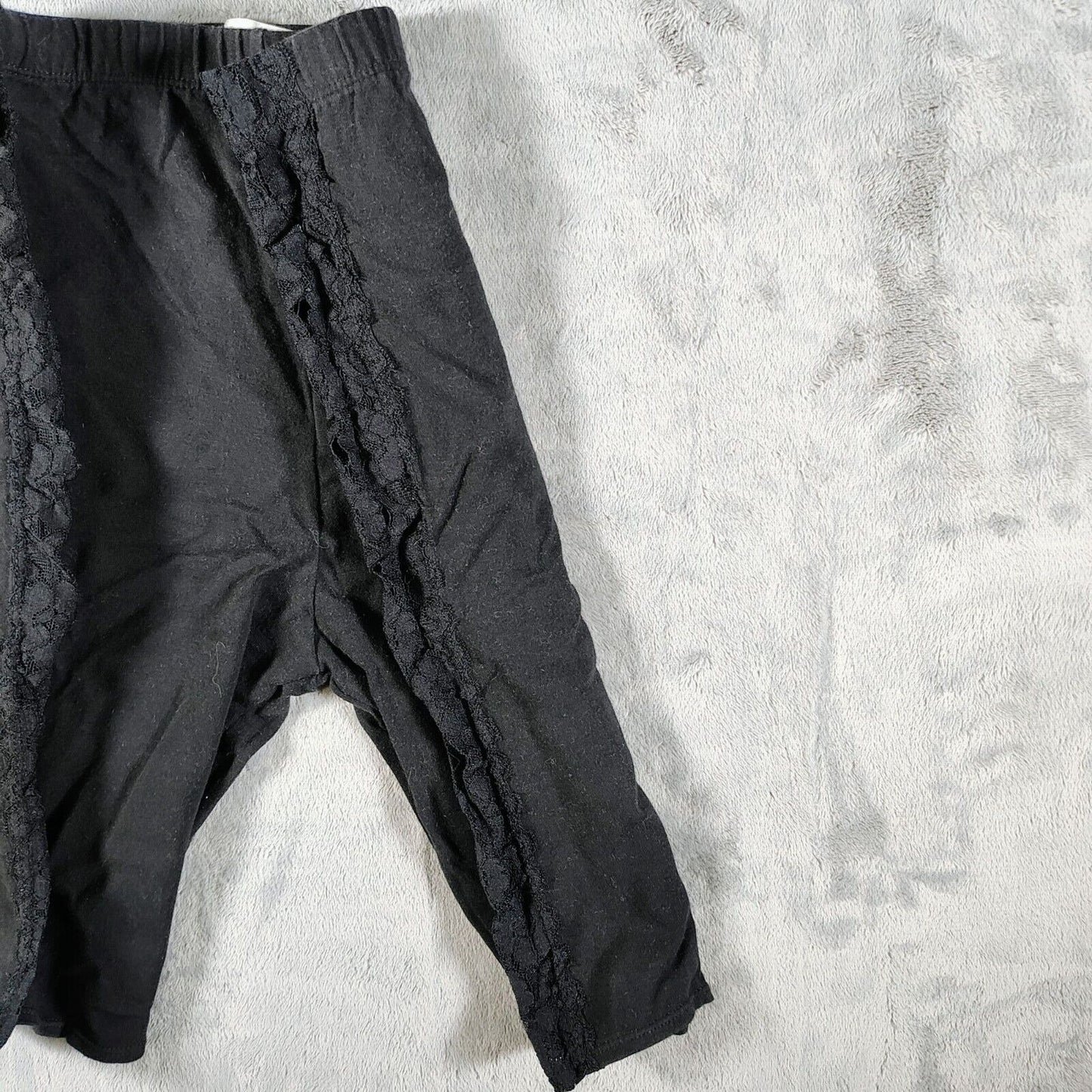 Vintage 1980s LA Workout Black Lace Side Panel Spandex Exercise Shorts (M)