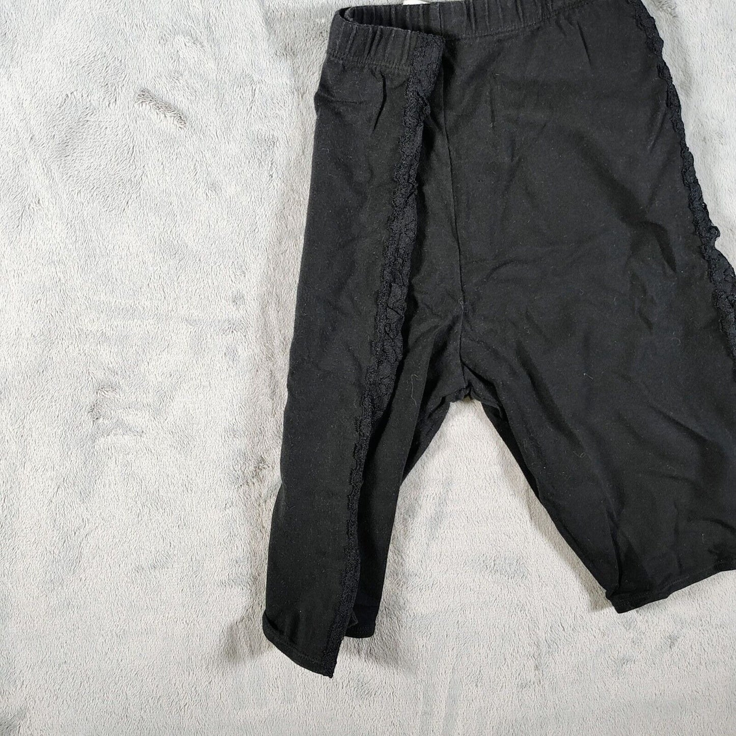 Vintage 1980s LA Workout Black Lace Side Panel Spandex Exercise Shorts (M)
