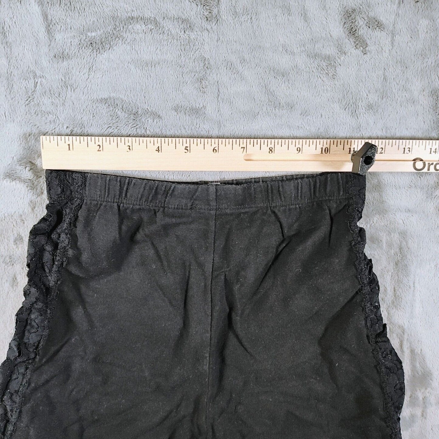 Vintage 1980s LA Workout Black Lace Side Panel Spandex Exercise Shorts (M)