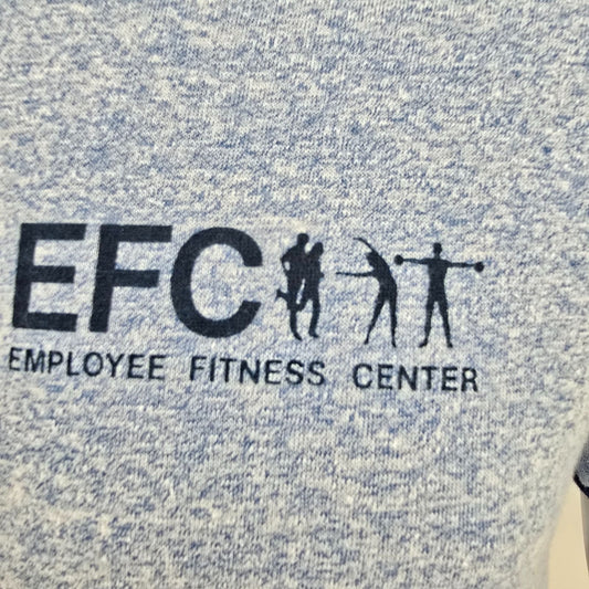 Vintage 1980s Screen Stars EFC Employee Fitness Center Ringer Tee T-Shirt (S/M)