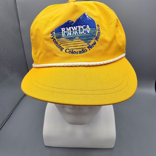 Vintage RMWPCA Wyoming Colorado New Mexico Yellow 5-Panel Hat *Flawed