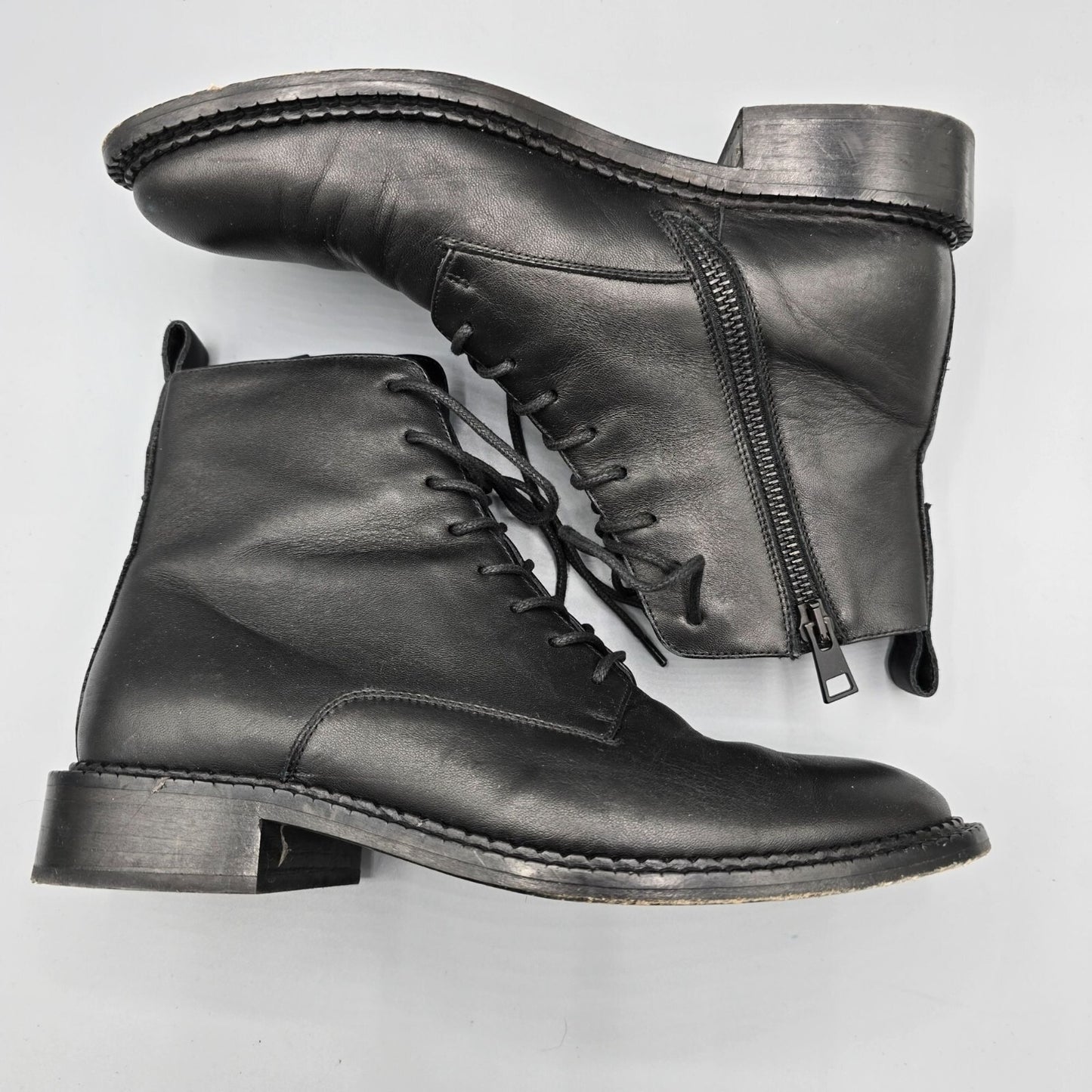 Vince Women's Made in Italy Cabria Black Leather Lace-Up Ankle Boots (US 6M)