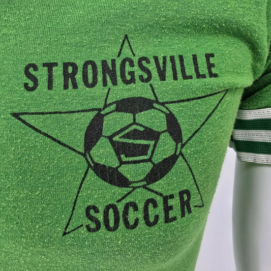 Vintage 1980s Soffe Shirts Strongville Soccer Jersey #39 Ringer Tee T-Shirt (XS)