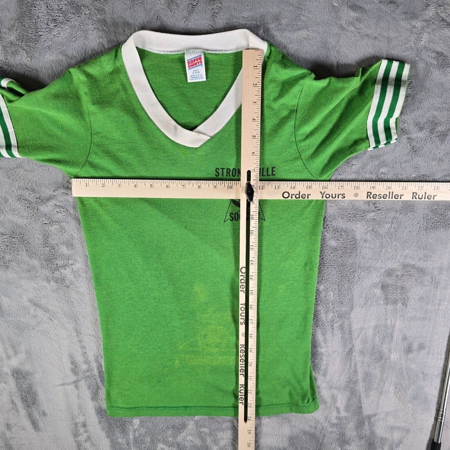 Vintage 1980s Soffe Shirts Strongville Soccer Jersey #39 Ringer Tee T-Shirt (XS)