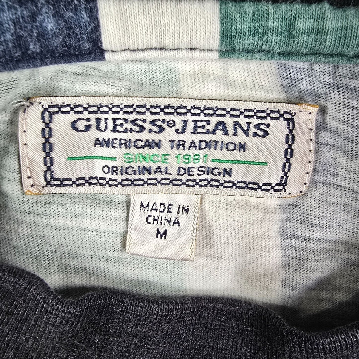 Guess Jeans U.S.A. Embroidered Logo Faded Multicolor Striped T-Shirt (M)