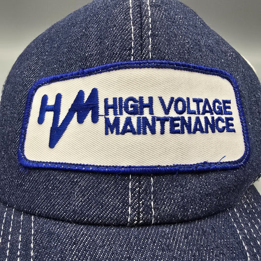 Vintage 1980s HVM High Voltage Maintenance Denim Trucker Hat (OSFA) *Damaged