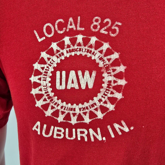Distressed Vintage 1990s UAW Local 825 Auburn, Indiana Pocket T-Shirt (M/L)