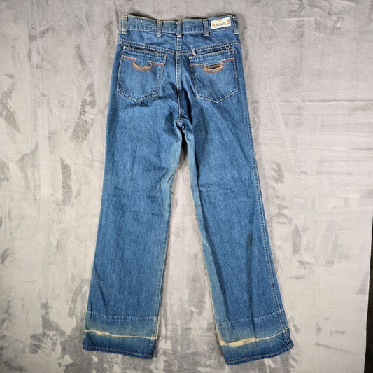 Vintage Distressed 1970s/1980s Live Ins Casual Denim Blue Denim Jeans (27x30)