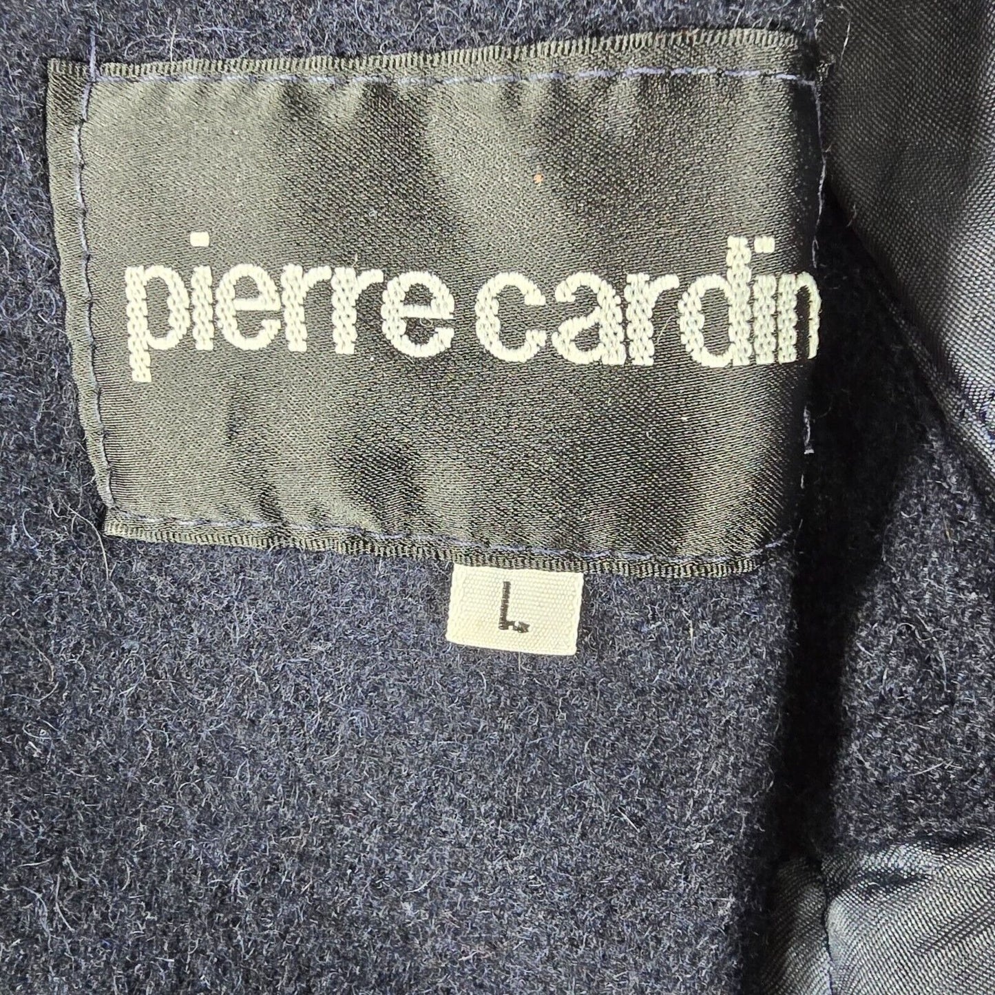 Vintage 80s/90s Pierre Cardin Mens Wool and Leather Blue Varsity Jacket (Large)