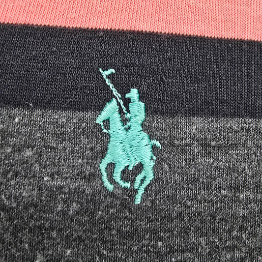 Vintage 1990s Knights of the Round Table Striped Rayon Blend Polo Shirt