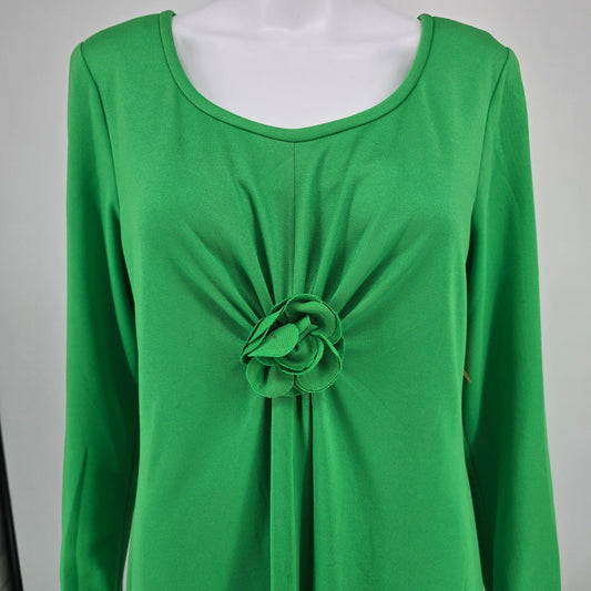 Vintage 1970s Edith Flagg California Kelly Green Knit Maxi Dress (Size 12/L)