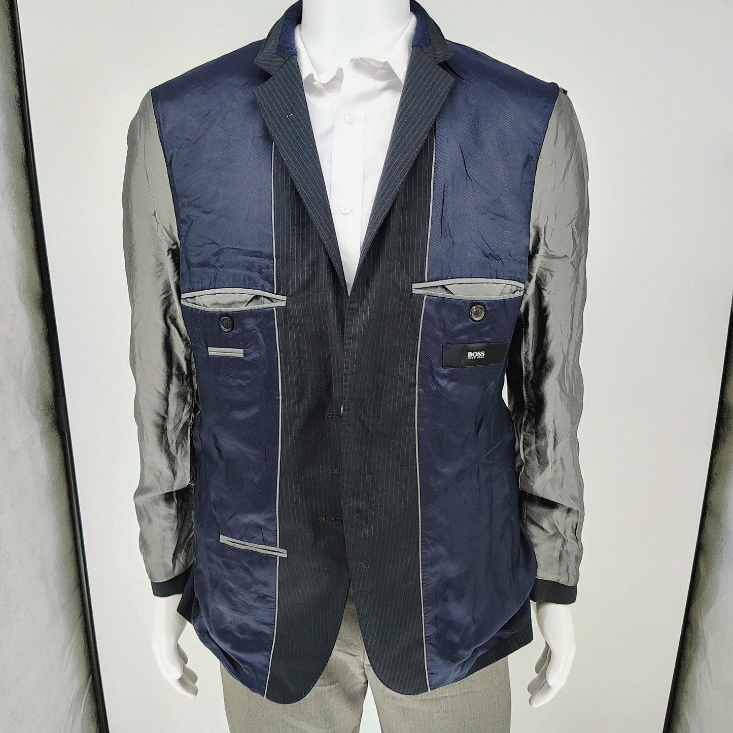 Boss Hugo Boss Black with Blue Chalk Stripes James4/Sharp6 Suit Jacket (38R)
