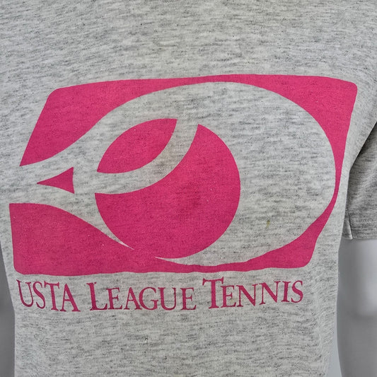 Vintage 1980s Russell Athletic USTA League Tennis Heather Gray T-Shirt (M)