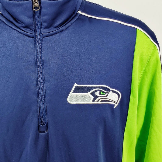 NFL G-III Apparel Seattle Seahawks Quarter-Zip Blue/Green Pullover Jacket (L)