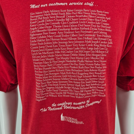 Vintage 1990s National Underwriter "An Employee Owned Company" Red T-Shirt (XXL)