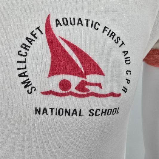 Vintage 1970s Smallcraft Aquatic First Aid CPR National School Ringer Tee (XS)