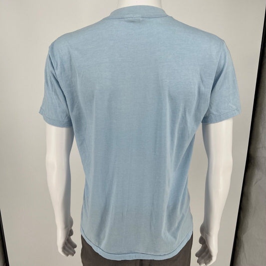 Vintage 1980s Hanes Light Blue Cotton/Poly ASL "Gisela" T-Shirt (Large)