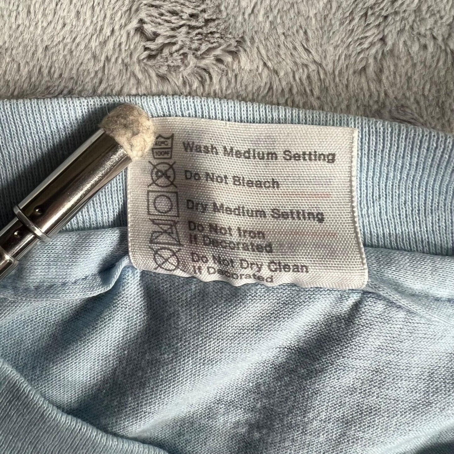 Vintage 1980s Hanes Light Blue Cotton/Poly ASL "Gisela" T-Shirt (Large)