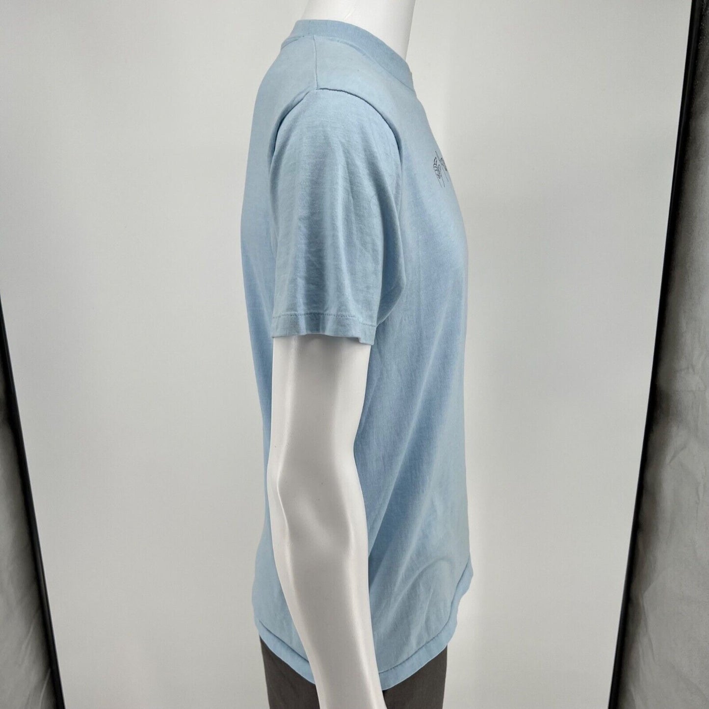 Vintage 1980s Hanes Light Blue Cotton/Poly ASL "Gisela" T-Shirt (Large)