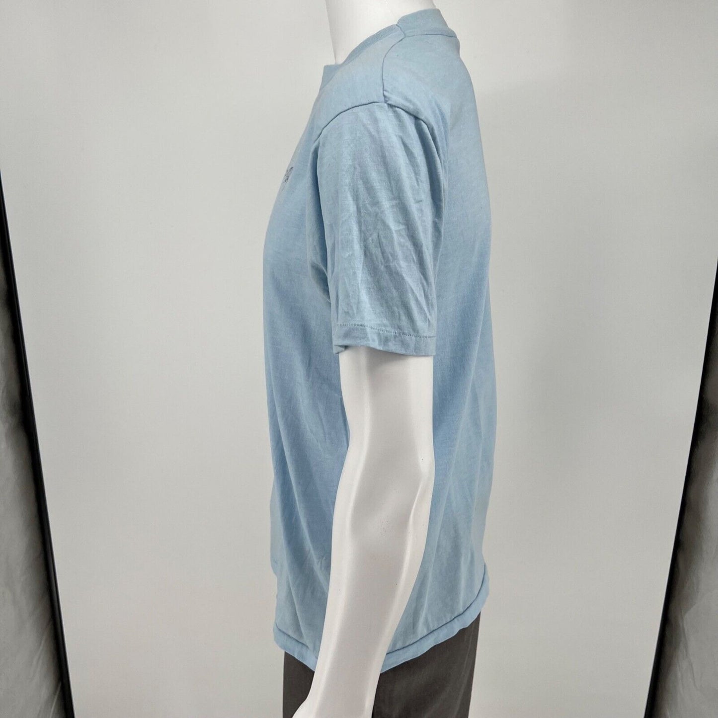 Vintage 1980s Hanes Light Blue Cotton/Poly ASL "Gisela" T-Shirt (Large)