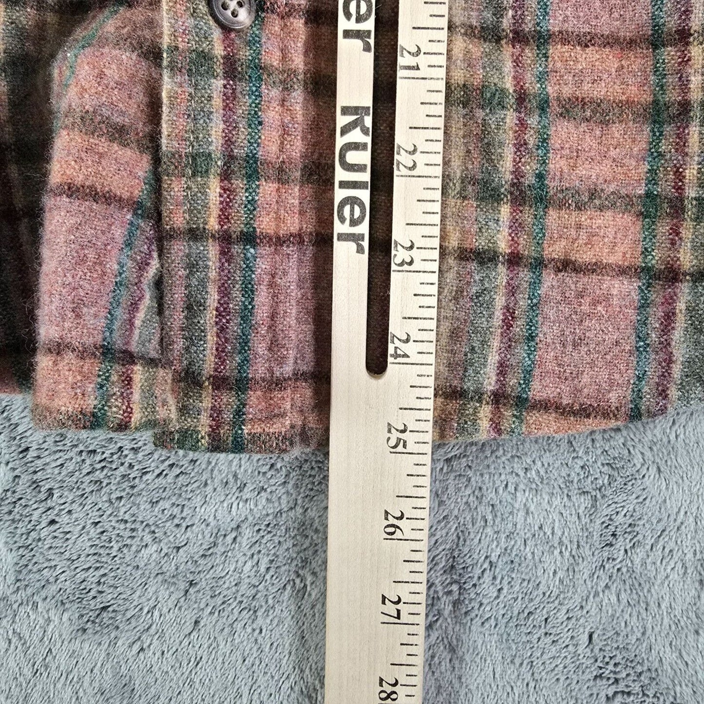 Vintage 1980s Arrow Sportswear Mens Pink Plaid Wool Blend Flannel Shirt (XS/S)