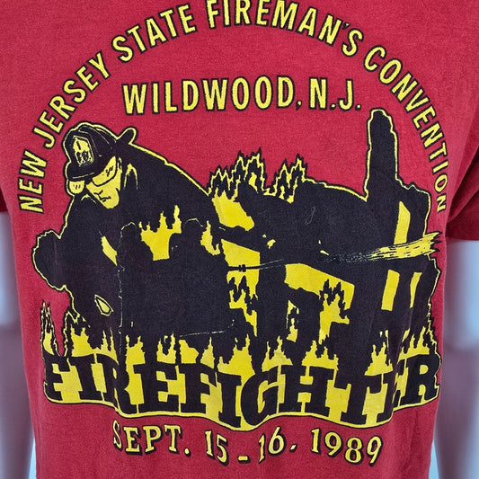 Vintage 1989 New Jersey State Fireman's Convention Wildwood, N.J. T-Shirt (M)