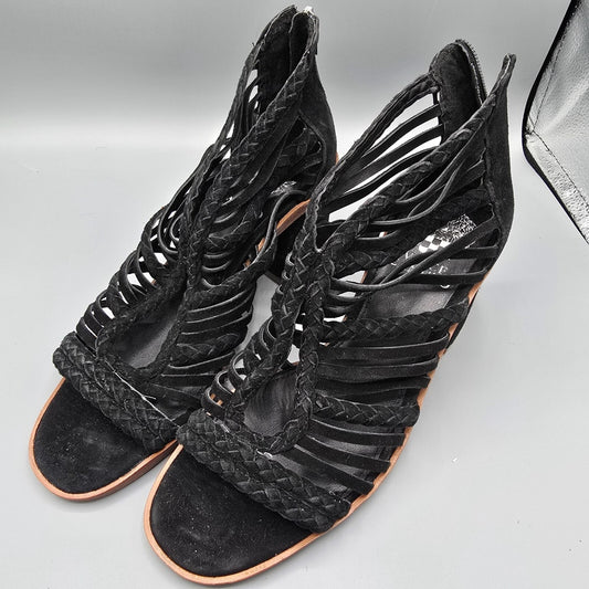 Vince Camuto Women's Black Suede Kestal Cage Gladiator Dress Sandals (8M)