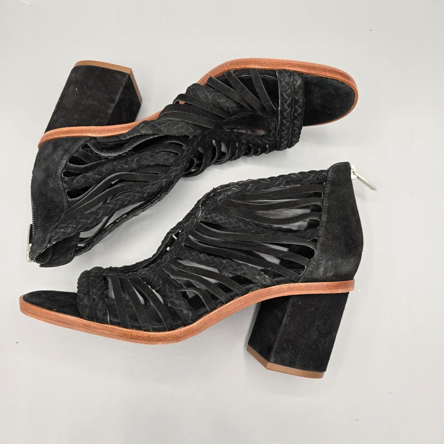 Vince Camuto Women's Black Suede Kestal Cage Gladiator Dress Sandals (8M)