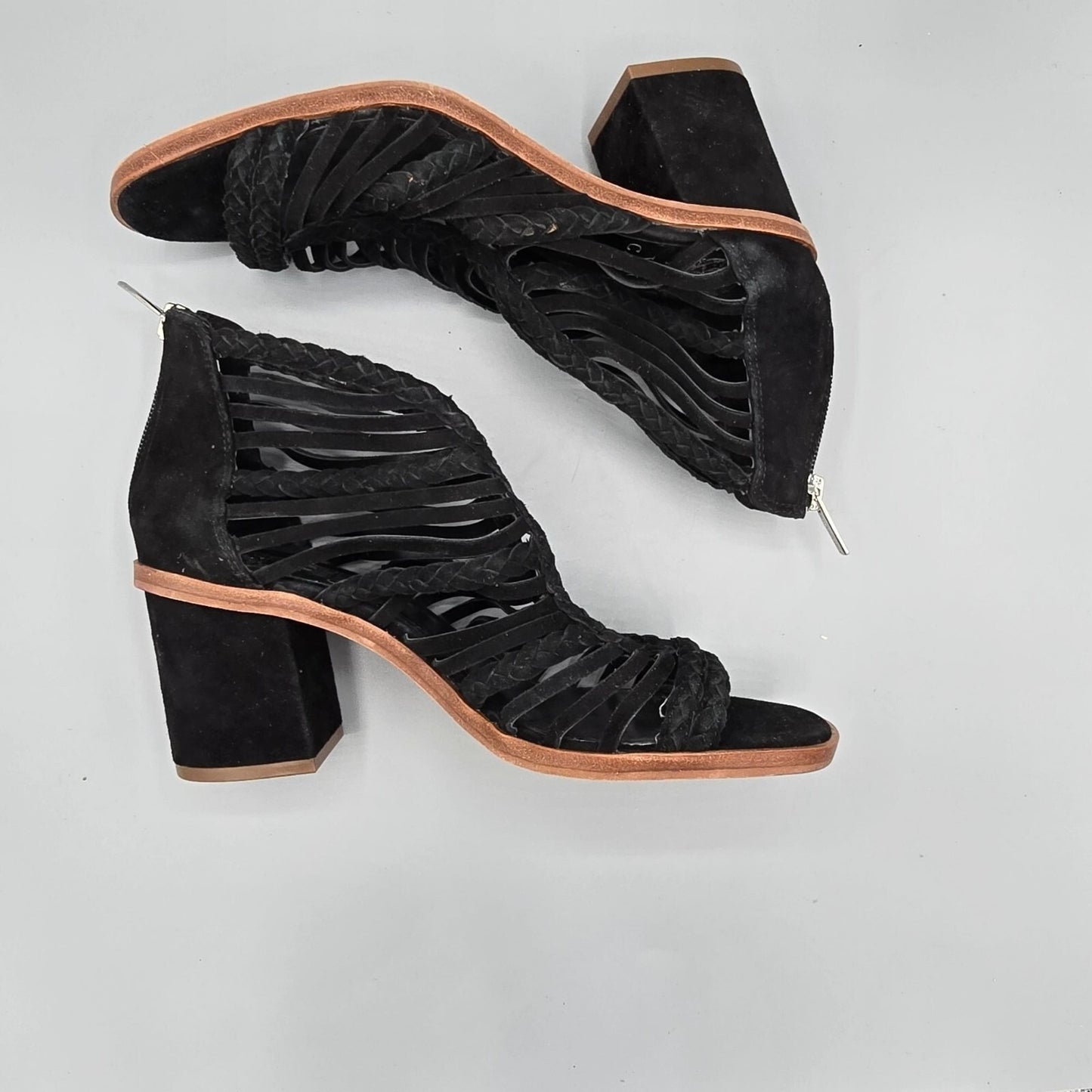 Vince Camuto Women's Black Suede Kestal Cage Gladiator Dress Sandals (8M)