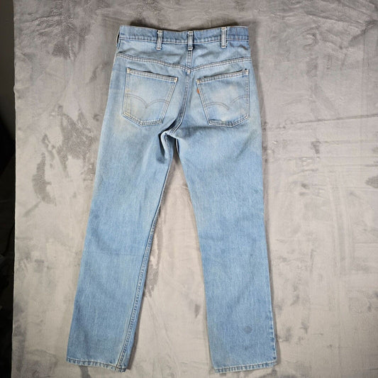 Vintage Distressed 1980s Levi's 700 Series Light Wash Blue Denim Jeans (33x32)