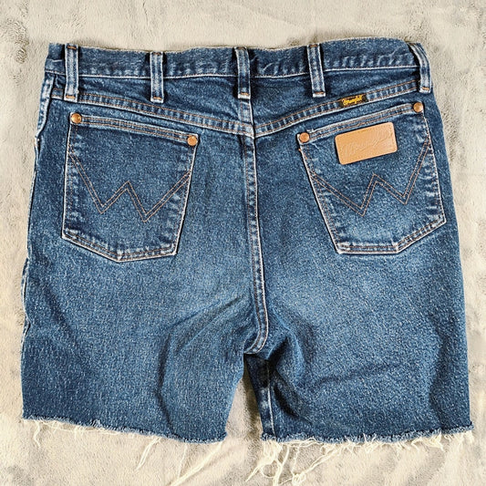 Y2K Wrangler Mens 947STR Cowboy Cut Stretch Jeans DIY Cut Off Shorts (Size 34)