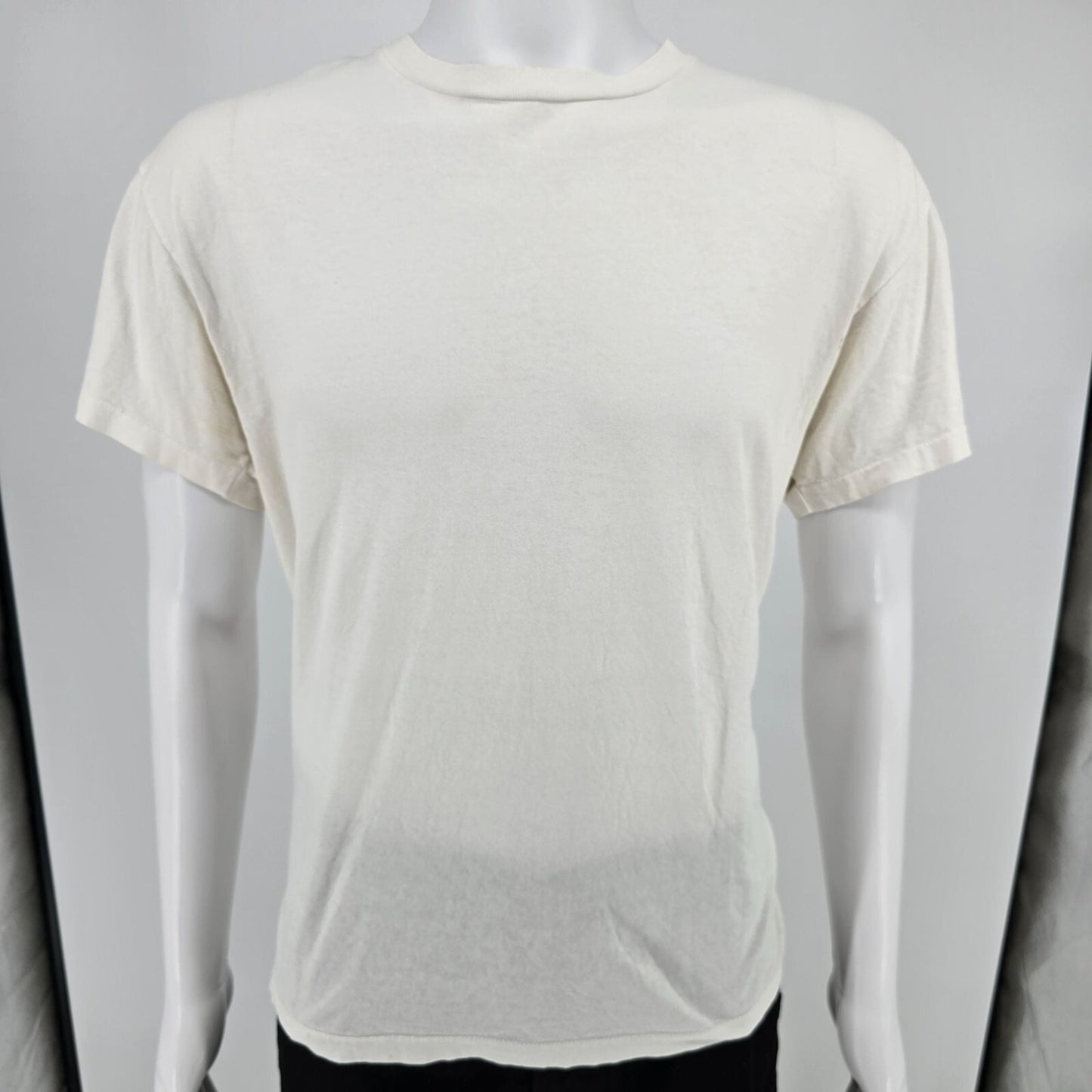 Vintage Y2K/Early 2000s Hanes Blank Single Stitch White Cotton T-Shirt (M/L)
