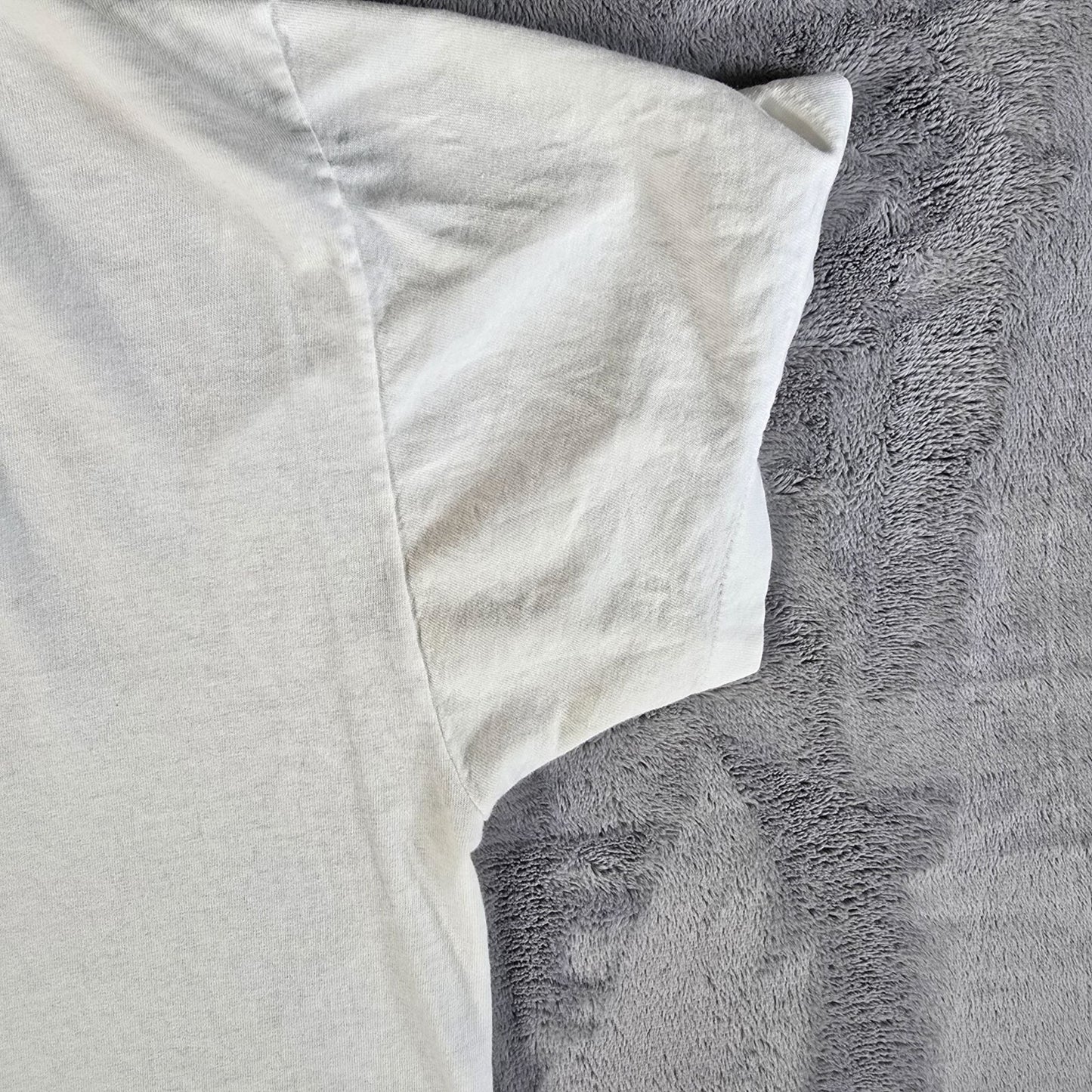 Vintage Y2K/Early 2000s Hanes Blank Single Stitch White Cotton T-Shirt (M/L)